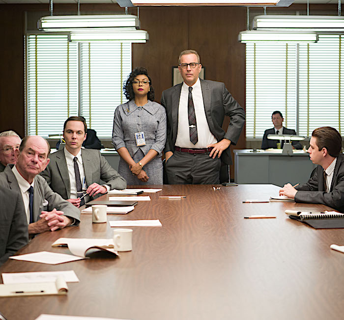 Jim Parsons, Taraji P. Henson, and Kevin Costner in Hidden Figures