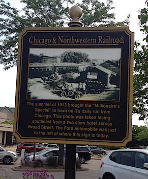 A historical marker for the Millionaire's Special.